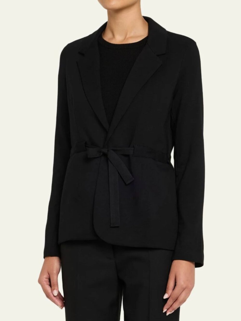 Majestic Filatures 100% Linen Belted Wrap Cardigan Jacket Blazer Black Size 2/S
